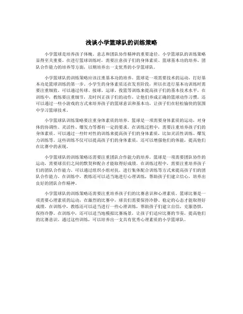 浅谈小学篮球队的训练策略