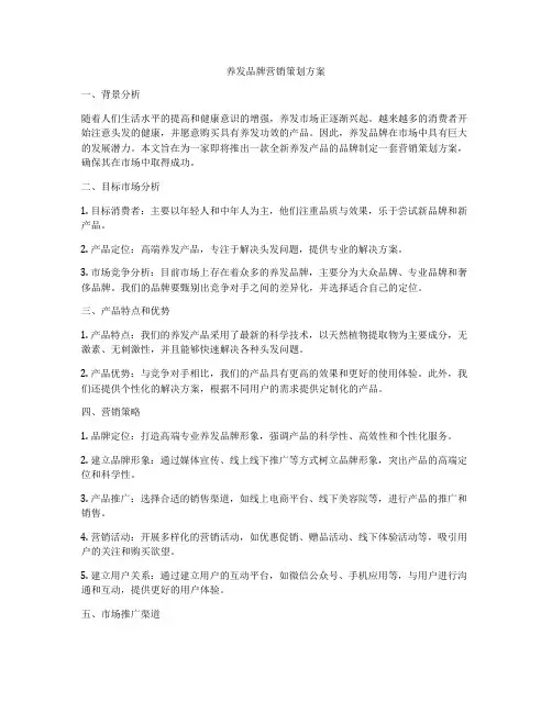 养发品牌营销策划方案