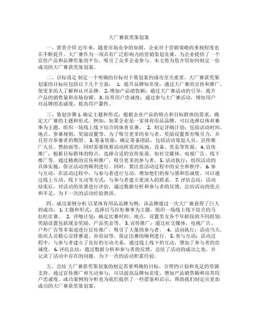 大广赛获奖策划案