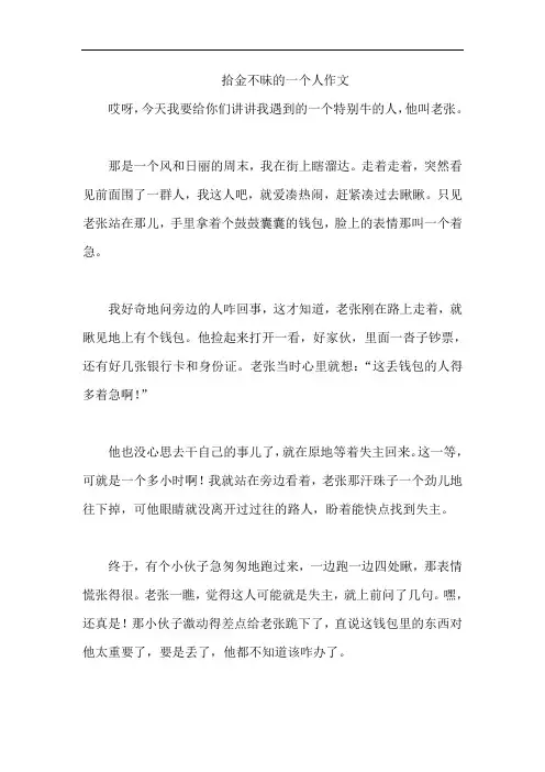 拾金不昧的一个人作文