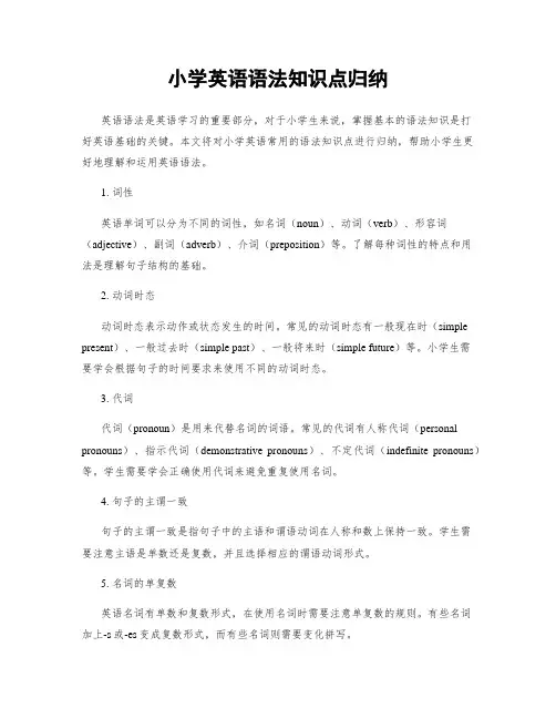 小学英语语法知识点归纳