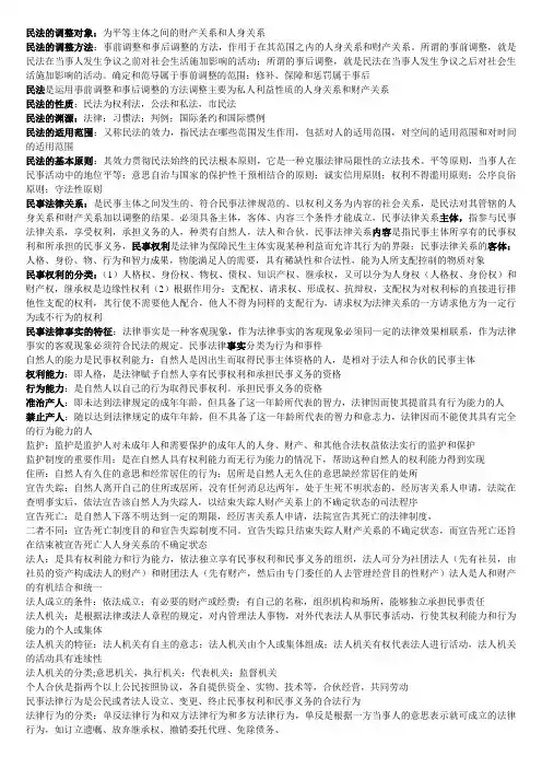 民法的调整对象复习