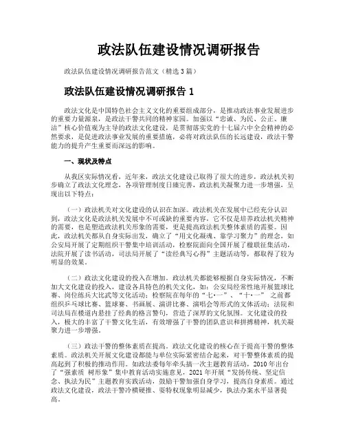 政法队伍建设情况调研报告