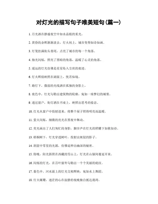 对灯光的描写句子唯美短句(精选两篇)