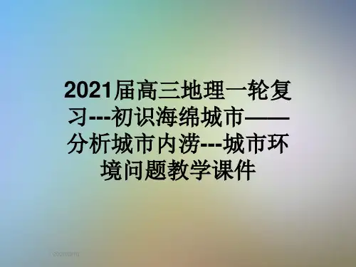 2021届高三地理一轮复习---初识海绵城市——分析城市内涝---城市环境问题教学课件