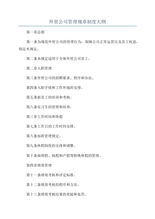 外贸公司管理规章制度大纲