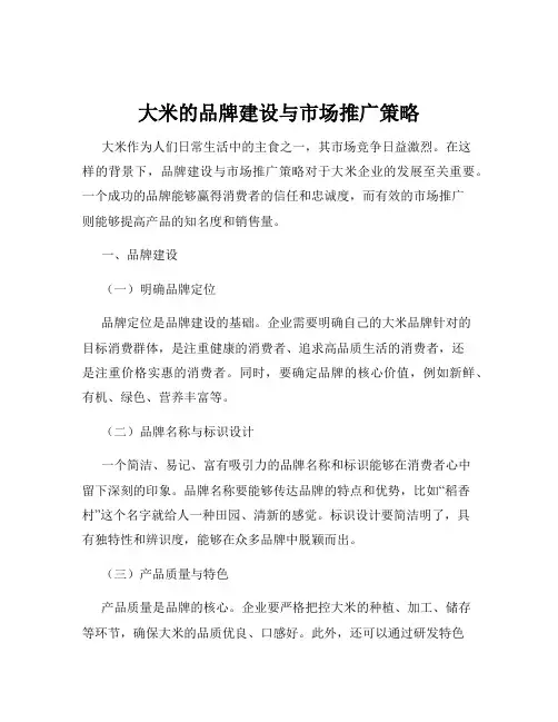 大米的品牌建设与市场推广策略