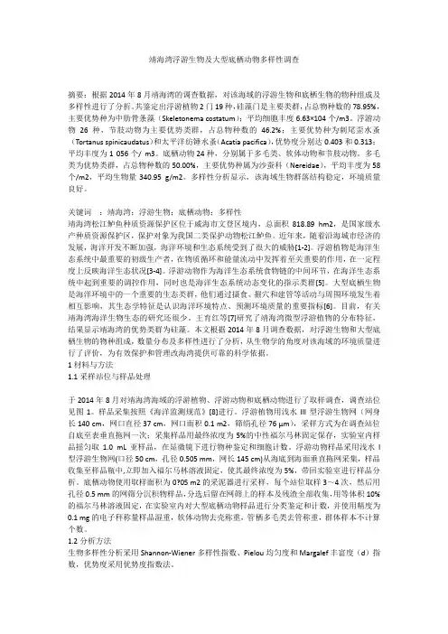 靖海湾浮游生物及大型底栖动物多样性调查