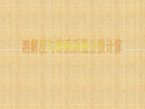 溶解度与溶质质量分数计算PPT课件