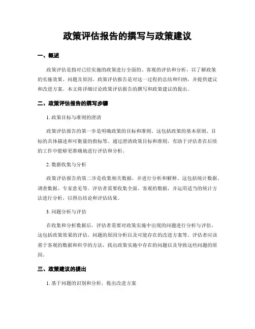 政策评估报告的撰写与政策建议