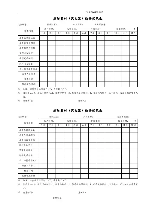消防器材检查记录文本表