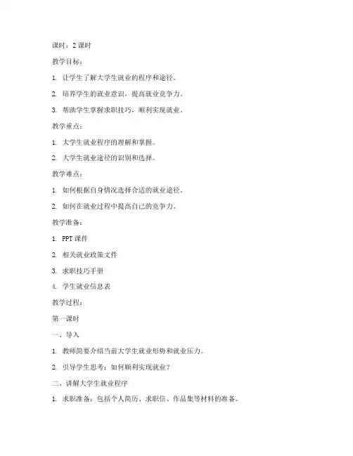 大学生就业程序和途径教学教案