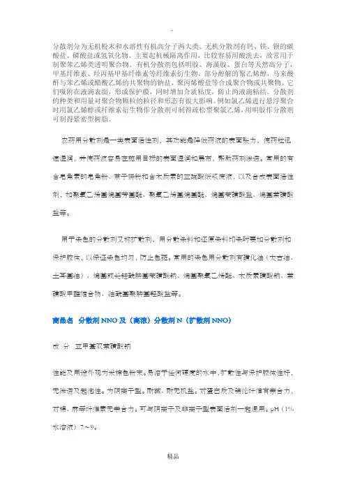 常见的国产分散剂