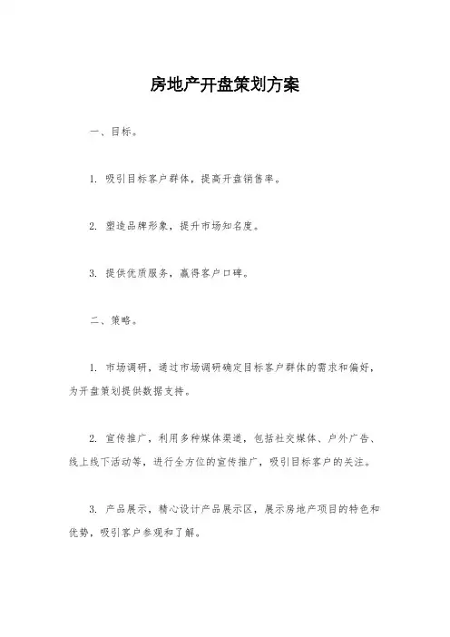房地产开盘策划方案