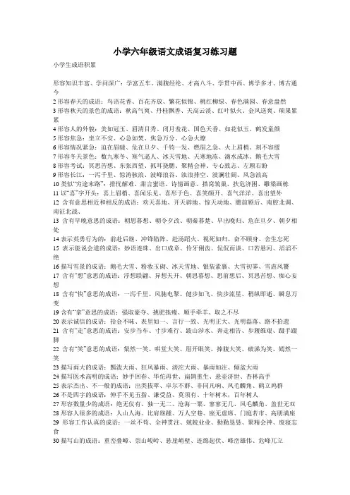 小学六年级语文成语复习练习题