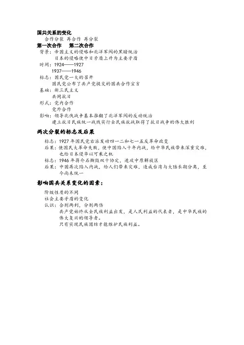 国共关系的变化