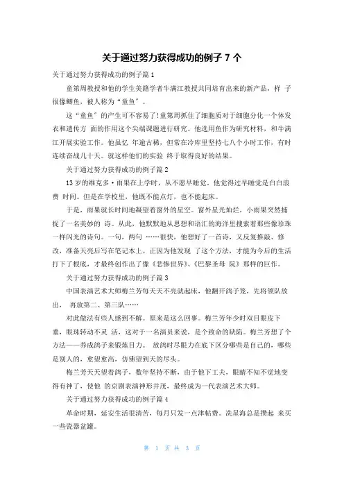关于通过努力获得成功的例子7个
