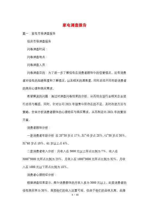 家电调查报告