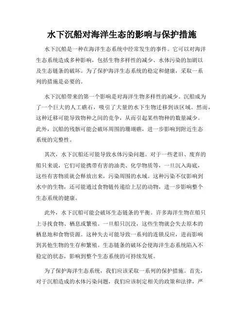水下沉船对海洋生态的影响与保护措施