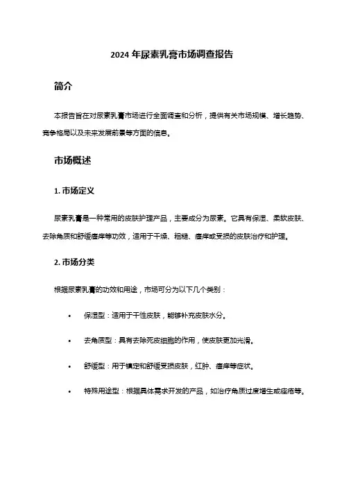 2024年尿素乳膏市场调查报告