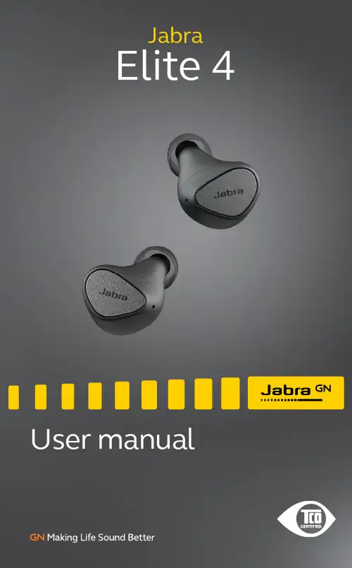 Jabra Elite 4 用户手册说明书
