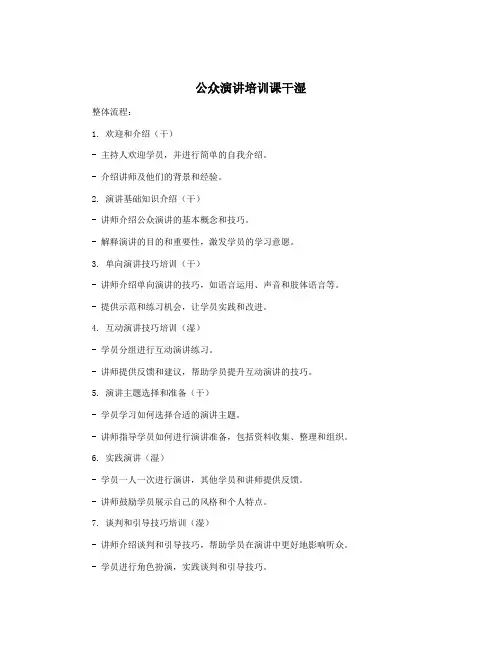 公众演讲培训课干湿