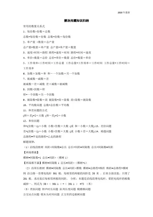 青岛版数学四年级上册解决问题知识归纳