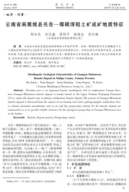 云南省麻栗坡县关告--煤碳湾铝土矿成矿地质特征