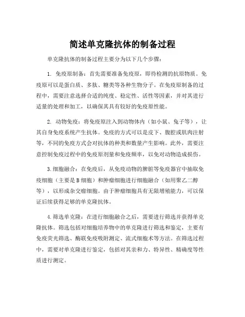 简述单克隆抗体的制备过程