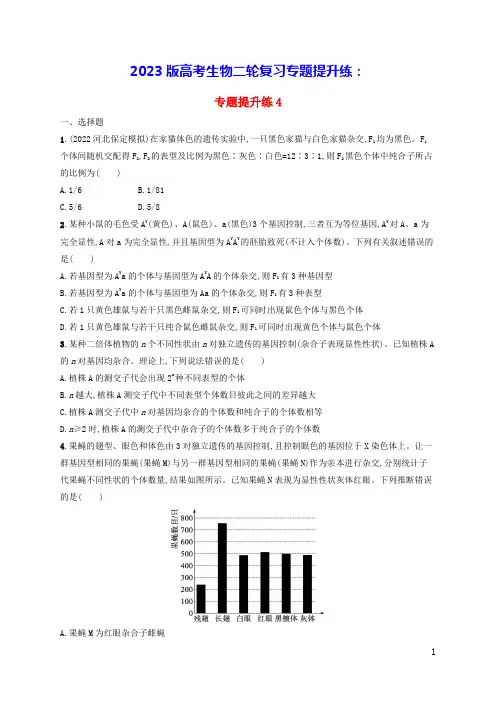 老高考新教材适用2023版高考生物二轮复习专题提升练4遗传的基本规律和人类遗传病(含答案)