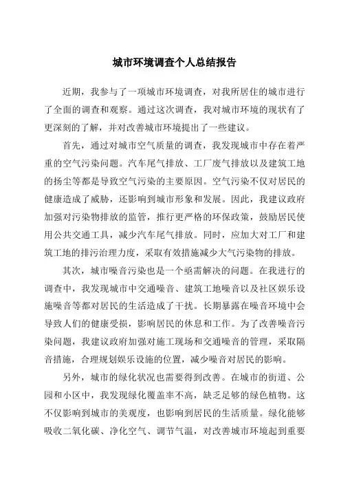 城市环境调查个人总结报告