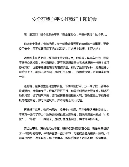 安全在我心平安伴我行主题班会