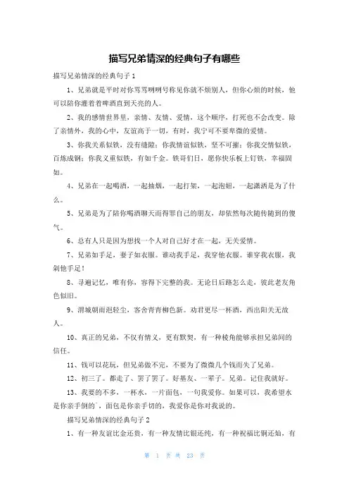 描写兄弟情深的经典句子有哪些