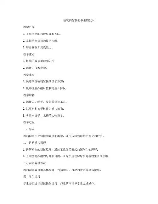 植物的嫁接初中生物教案