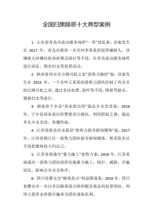 扫黑除恶十大典型案例