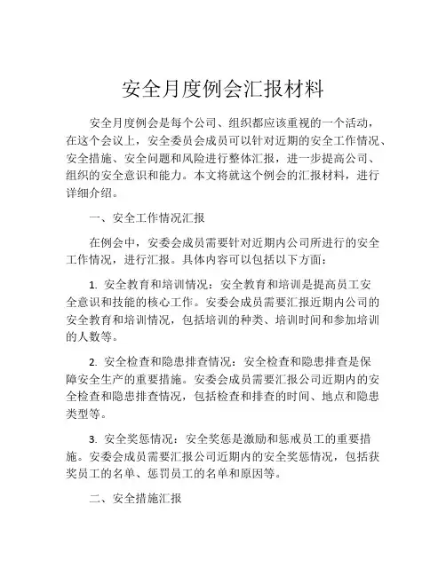 安全月度例会汇报材料