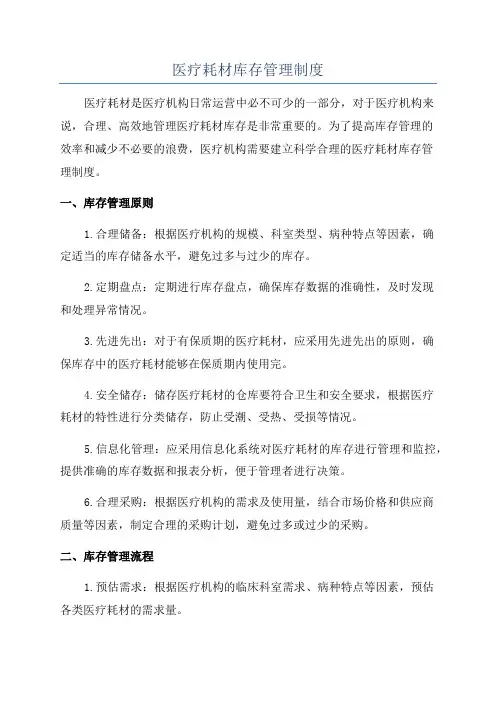 医疗耗材库存管理制度
