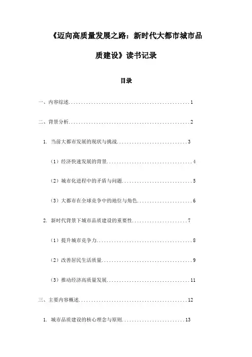 《迈向高质量发展之路：新时代大都市城市品质建设》记录