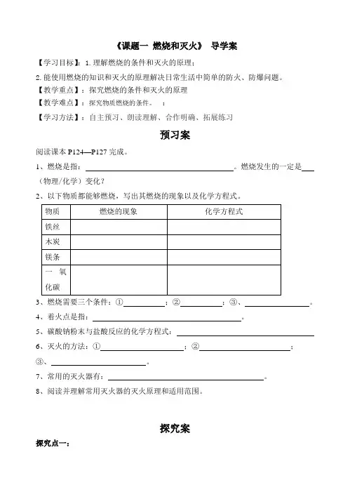 燃烧和灭火导学案