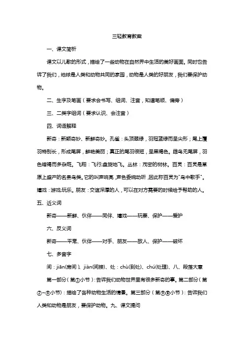 三轻教育教案