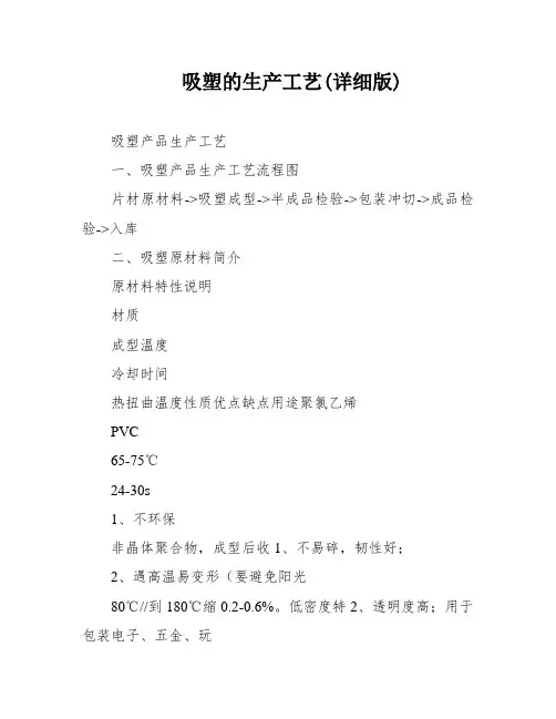 吸塑的生产工艺(详细版)