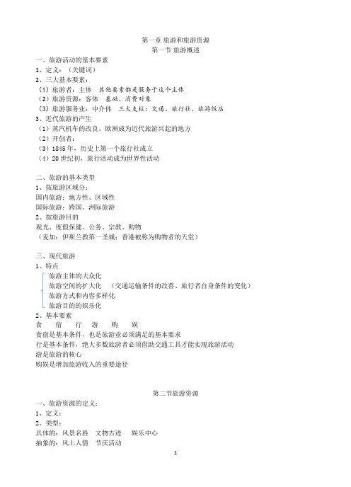 旅游地理提纲