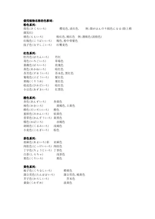 颜色日语用语