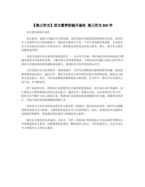 【高三作文】语文素养的提升途径 高三作文800字