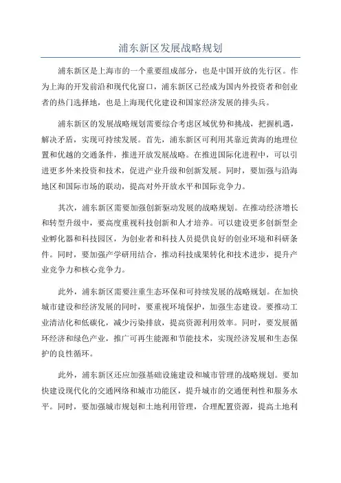 浦东新区发展战略规划