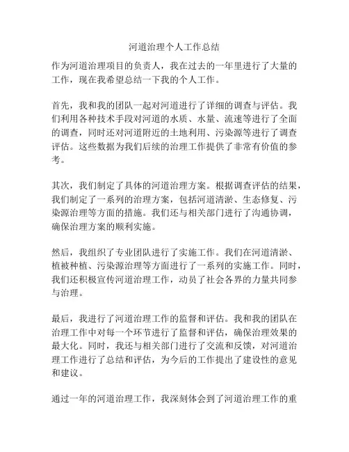 河道治理个人工作总结