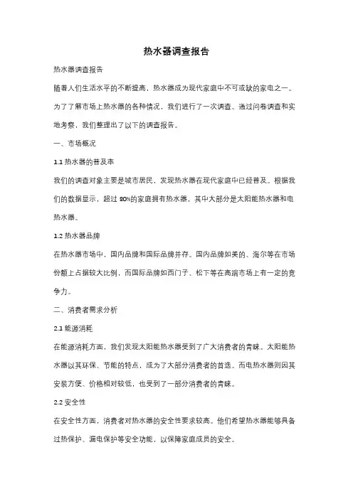 热水器调查报告