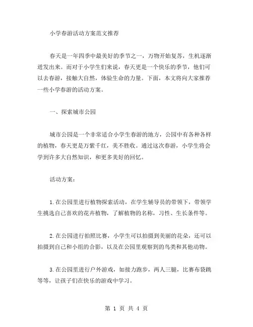 小学春游活动方案范文