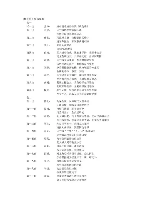 戏剧史作业,《桃花扇》的各出大意及人物形象分析