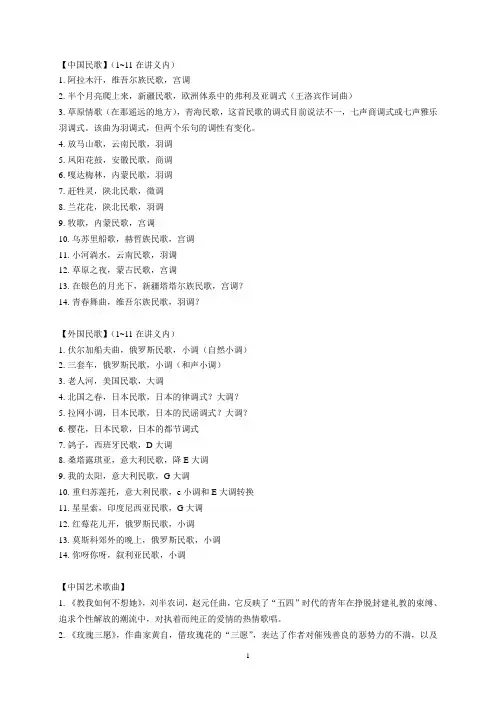 中外名曲赏析听辨题整理